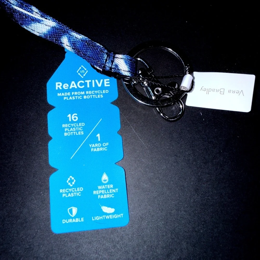 Vera Bradley ReActive Lanyard Women Island Tie-Dye NEW Blue White